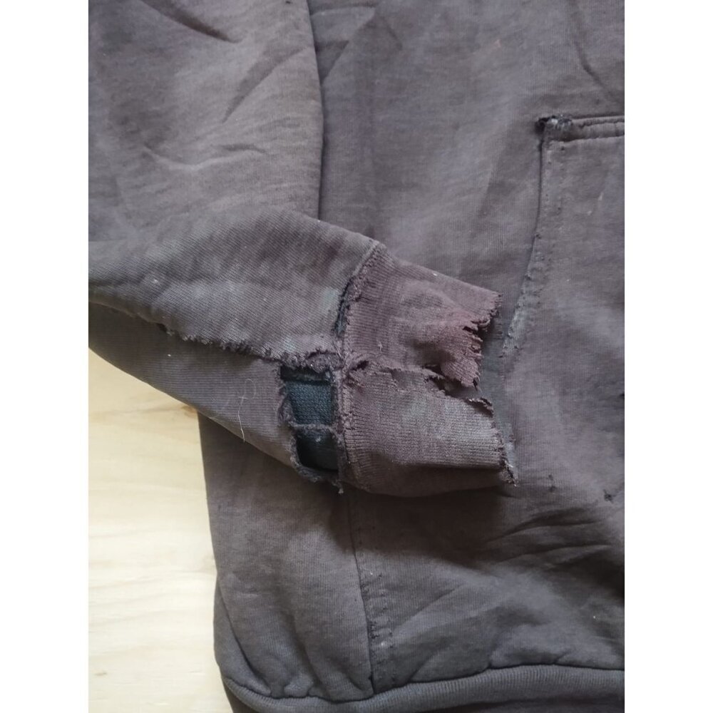 Carhartt Hoodie Men's XL Dark Brown Full Zip Thermal Lined Distressed Thrashed - Picture 6 of 13